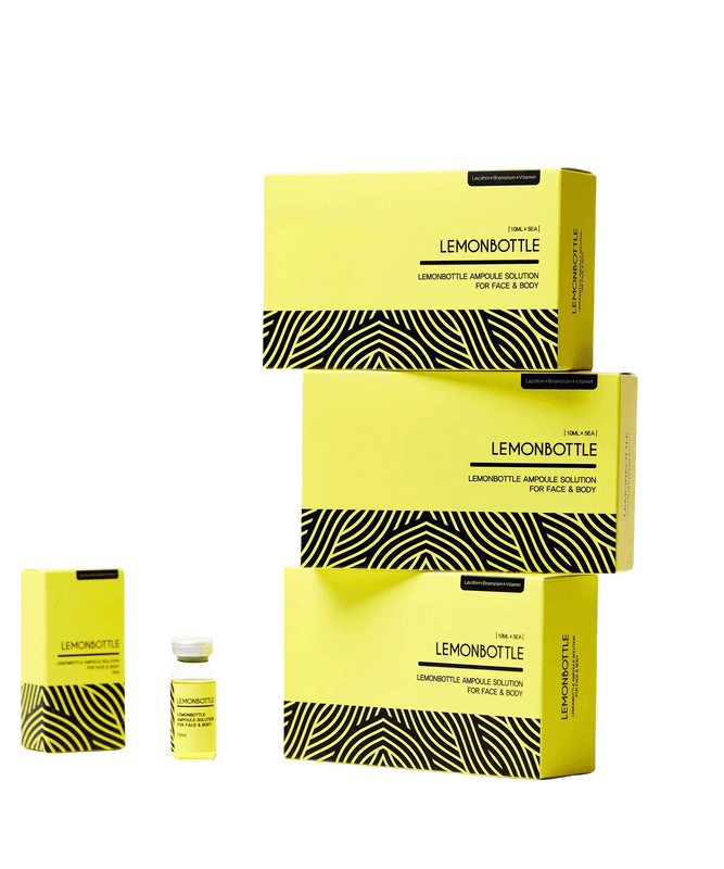 yellow boxes with lemon bottle